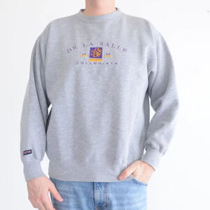 Vintage JanSport Grey De La Salle  Collegiate Crewneck Sweater Size Medium